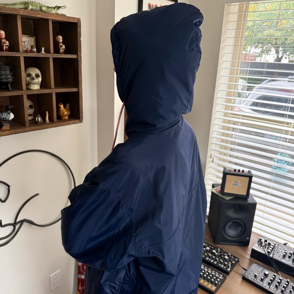💀 SOLD 💀 Vintage 90s Hooded Anorak Nylon Windbreaker Jacket Blue & Yellow Gap M - Picture 5 of 10